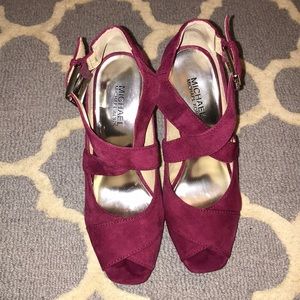 Michael Kors Suede Plum Platform Sandals, sz9M